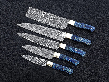 Damascus Chef Knives Set