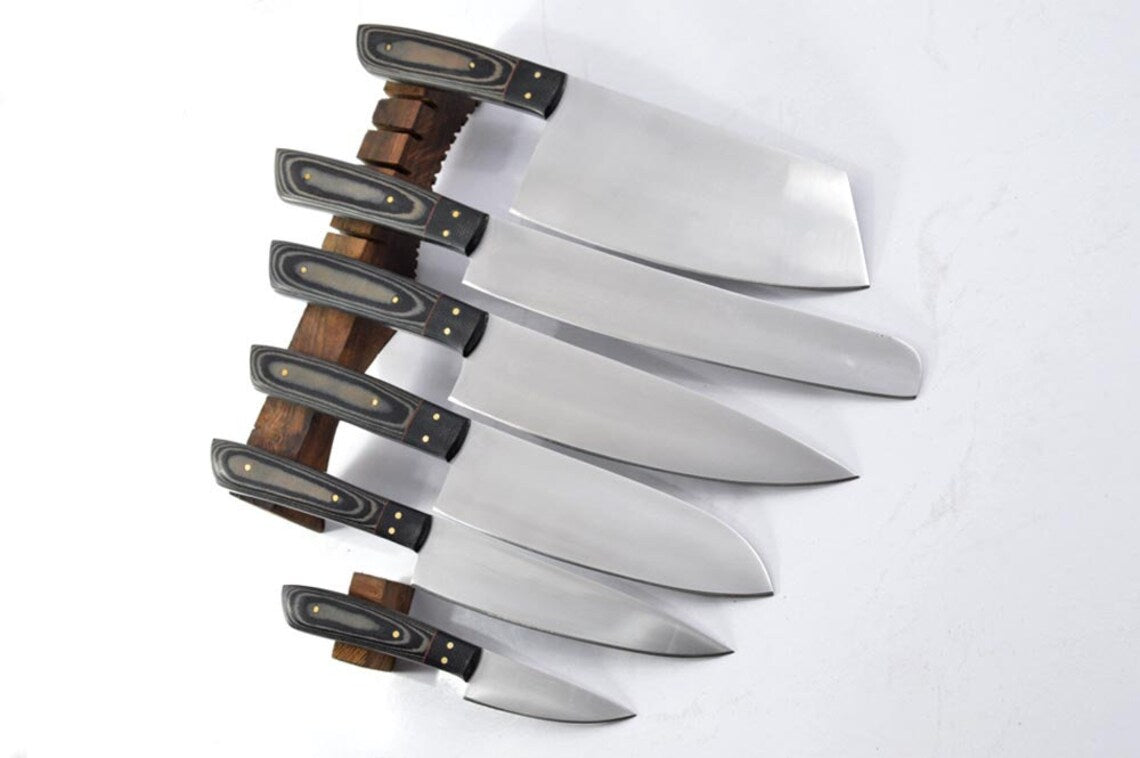 Handmade J2 Steel Chef Knife Set – 6 Pieces | Micarta Handle | HS-118