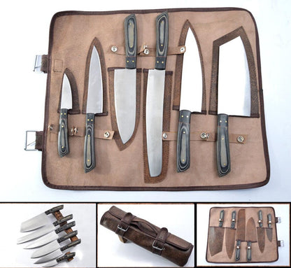 Handmade J2 Steel Chef Knife Set – 6 Pieces | Micarta Handle | HS-118