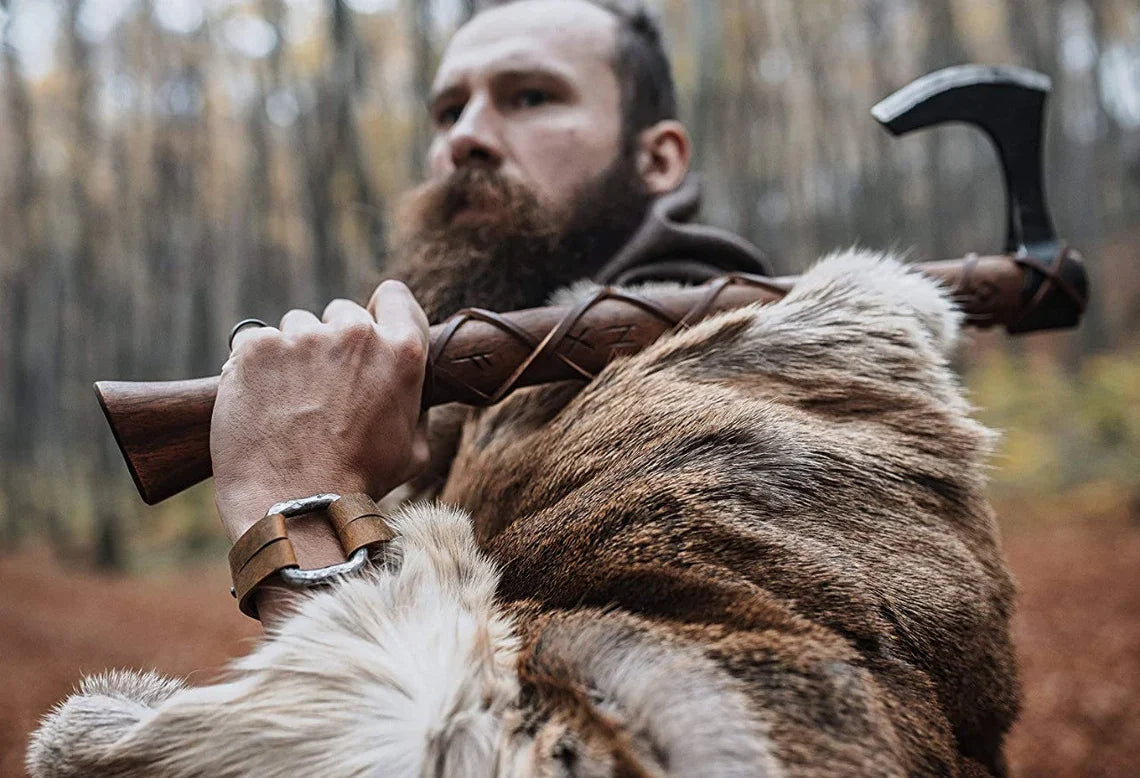 Nordic Viking Axe – Hand Forged Carbon Steel | Rose Wood Shaft | HS-1022