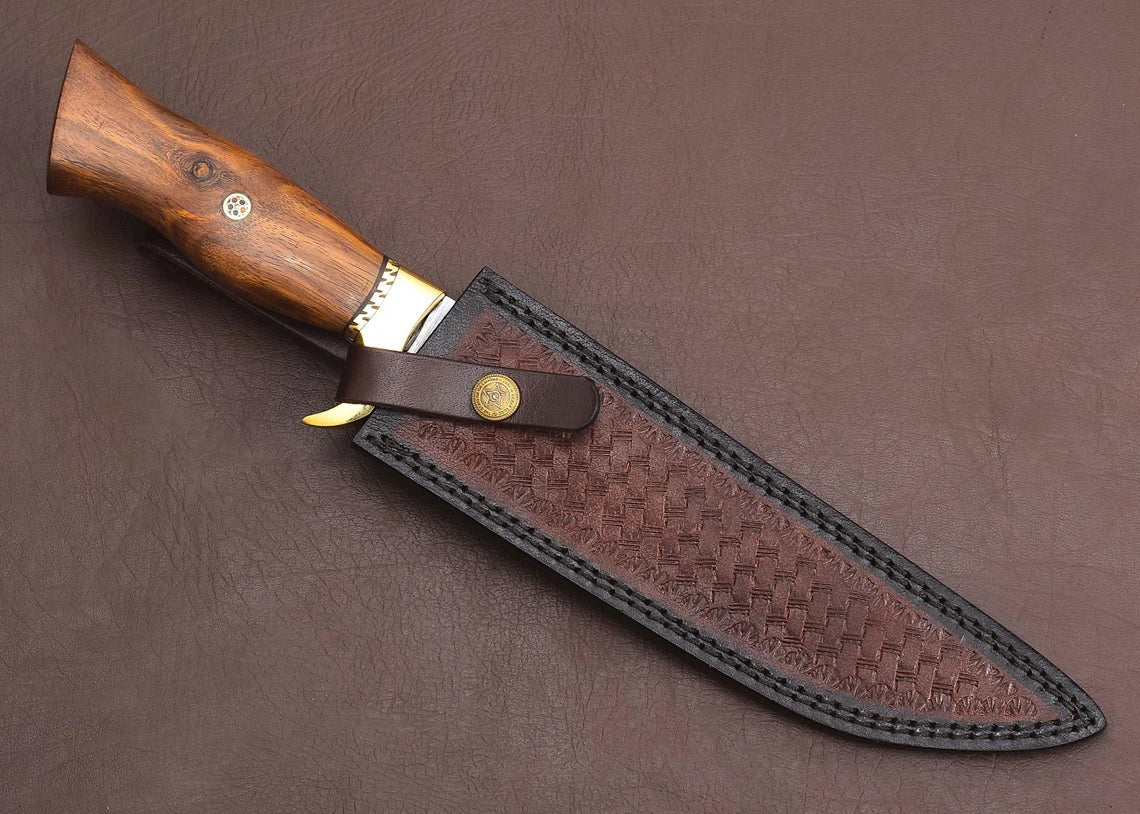 Damascus hunting knife HS-353 leather sheath