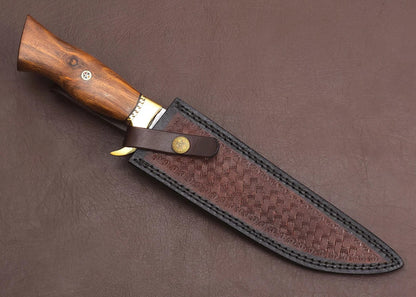 Damascus hunting knife HS-353 leather sheath
