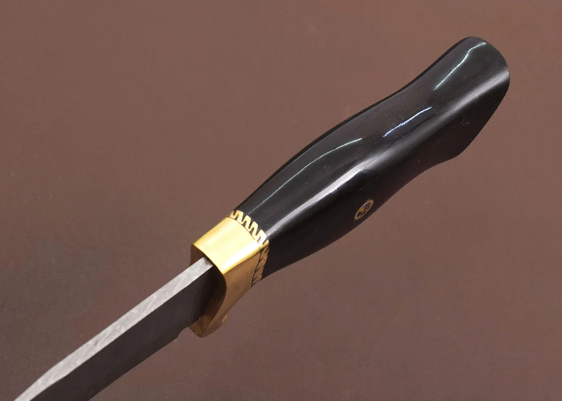 Damascus Hunting Bowie Knife – Buffalo Horn Handle | HS-301 HS Knives Store