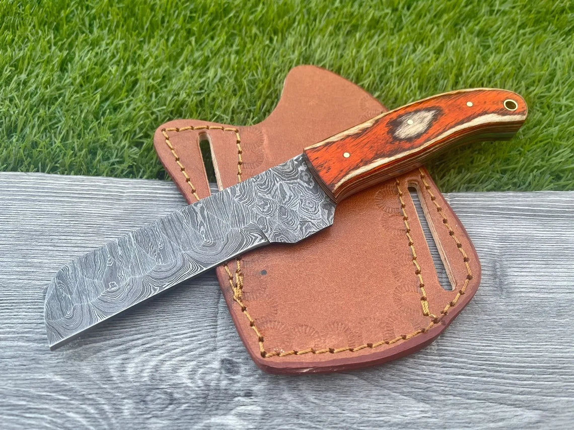 Damascus Bull Cutter Rasp Knife – Dollar Wood Handle | HS-982