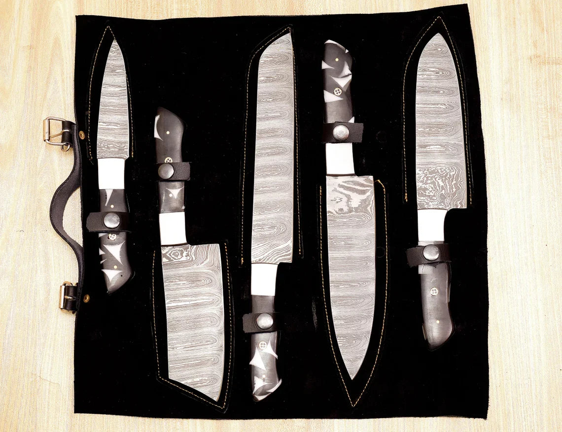 Damascus Chef Knife Set – 5 Pieces | Resin Handle | HS-125
