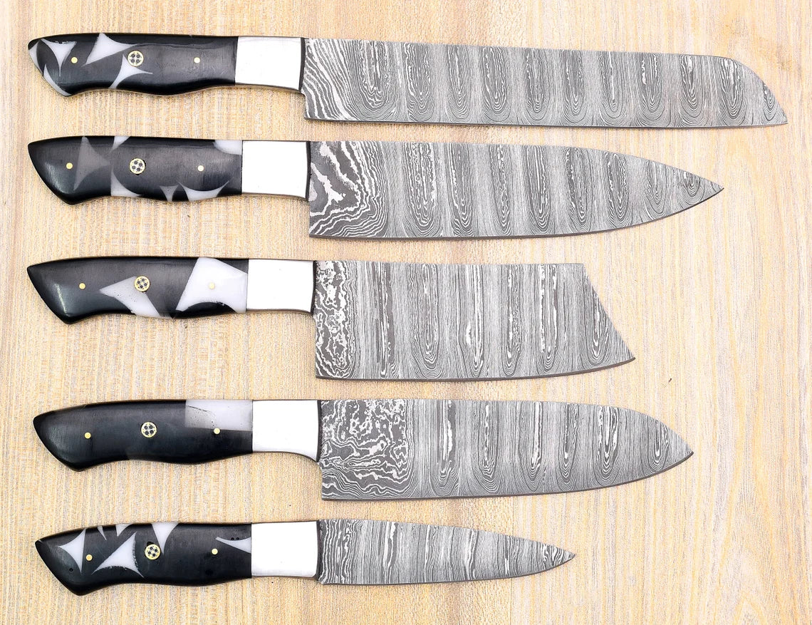 Damascus Chef Knife Set – 5 Pieces | Resin Handle | HS-125