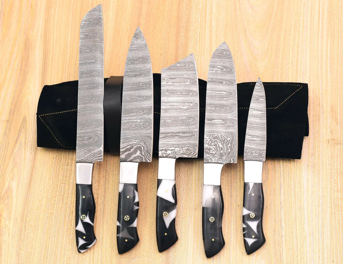 Damascus Chef Knife Set – 5 Pieces | Resin Handle | HS-125