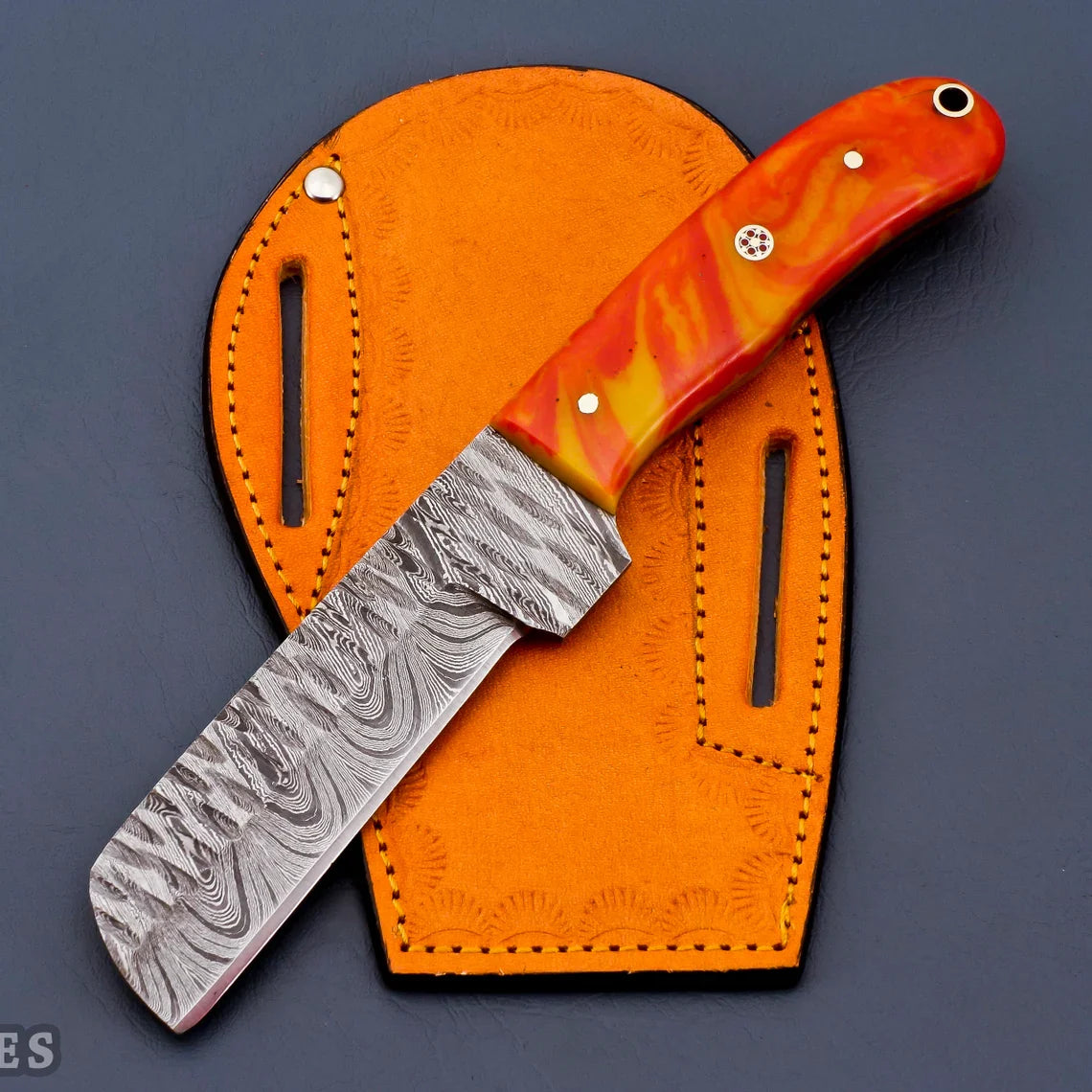 Damascus Bull Cutter Knife 8" – Resin Handle | HS-975