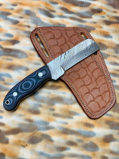 Damascus Cowboy Bull Cutter Knife – Wood Handle | HS-984