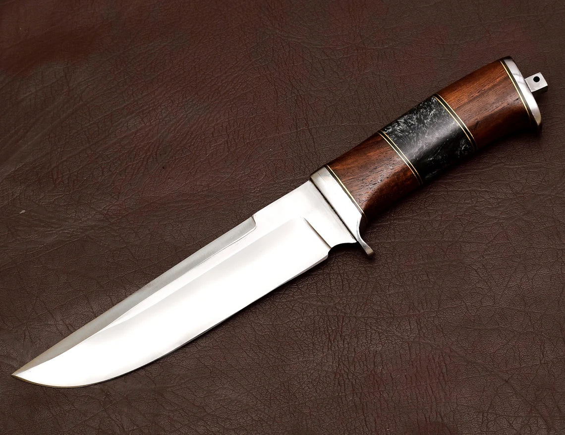Handmade D2 Steel Hunting Knife – High Polish | Wood Handle | HS-354