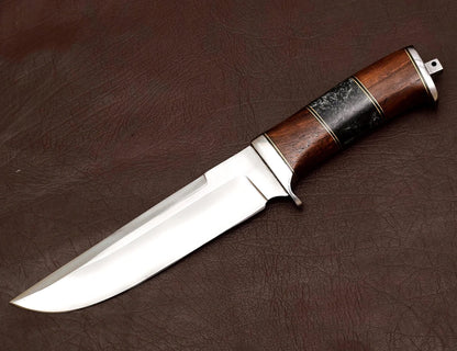 Handmade D2 Steel Hunting Knife – High Polish | Wood Handle | HS-354