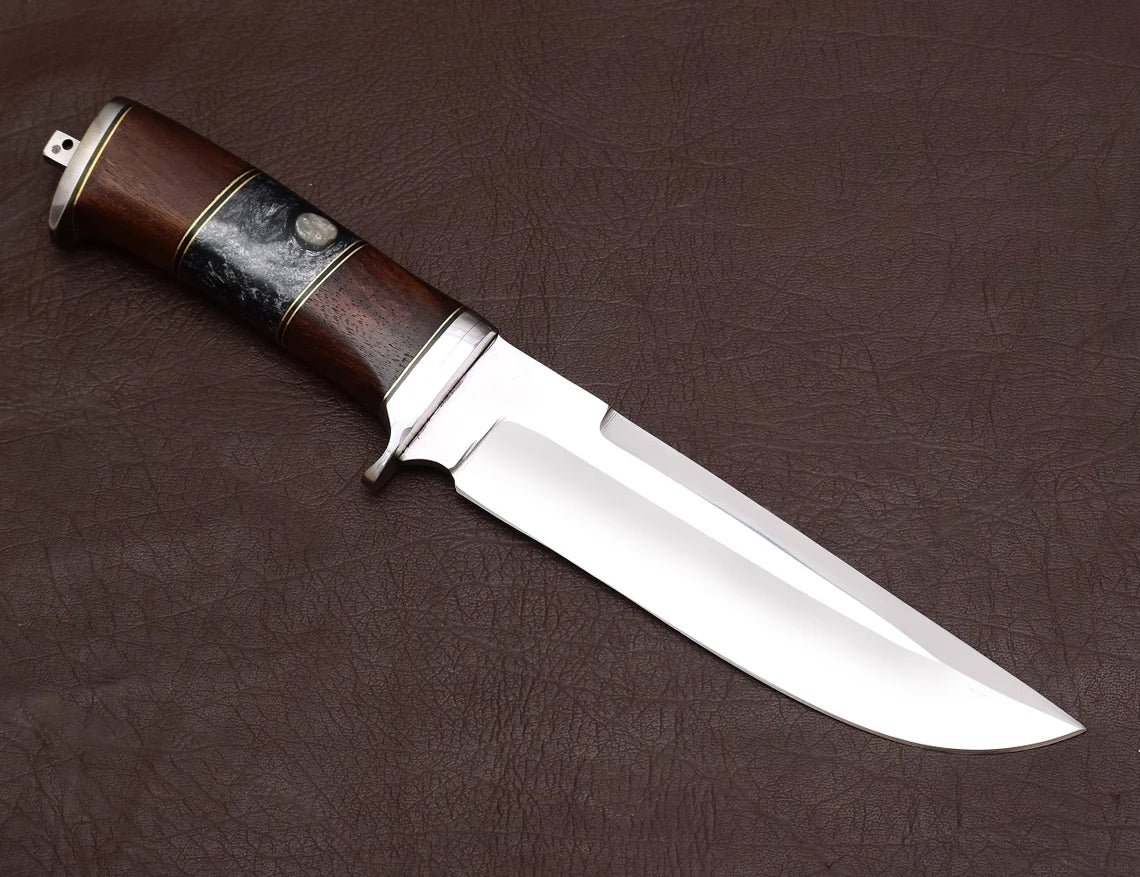 Handmade D2 Steel Hunting Knife – High Polish | Wood Handle | HS-354