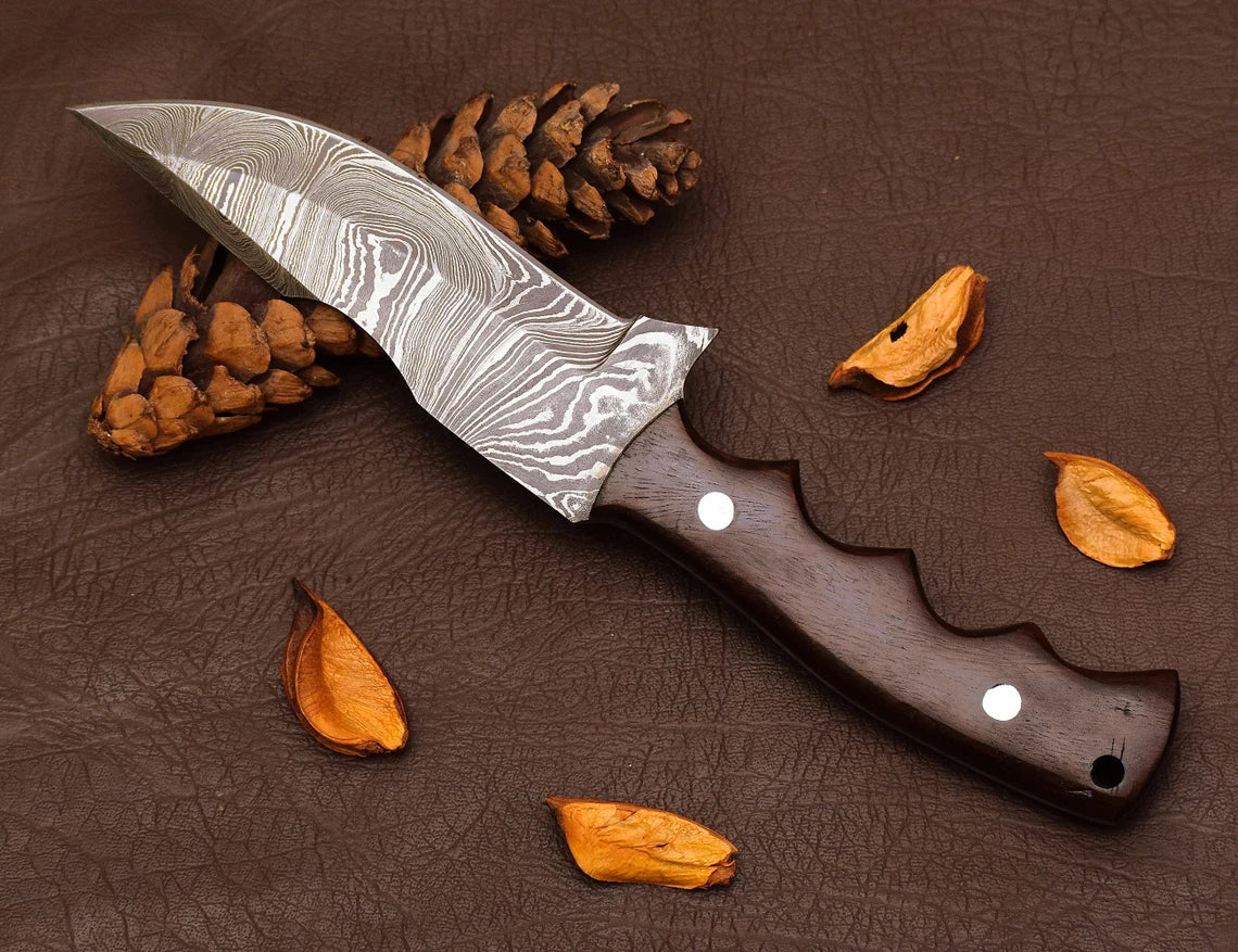 Damascus Hunting Knife – Wood Handle | HS-355