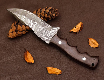 Damascus Hunting Knife – Wood Handle | HS-355