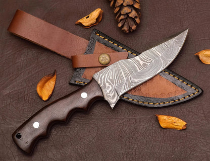 Damascus Hunting Knife – Wood Handle | HS-355