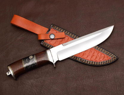 Handmade D2 Steel Hunting Knife – High Polish | Wood Handle | HS-354