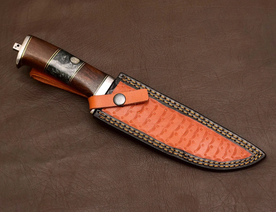 Handmade D2 Steel Hunting Knife – High Polish | Wood Handle | HS-354