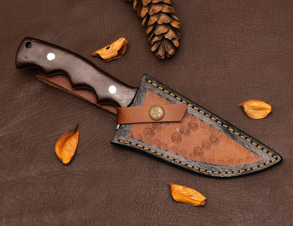 Damascus Hunting Knife – Wood Handle | HS-355