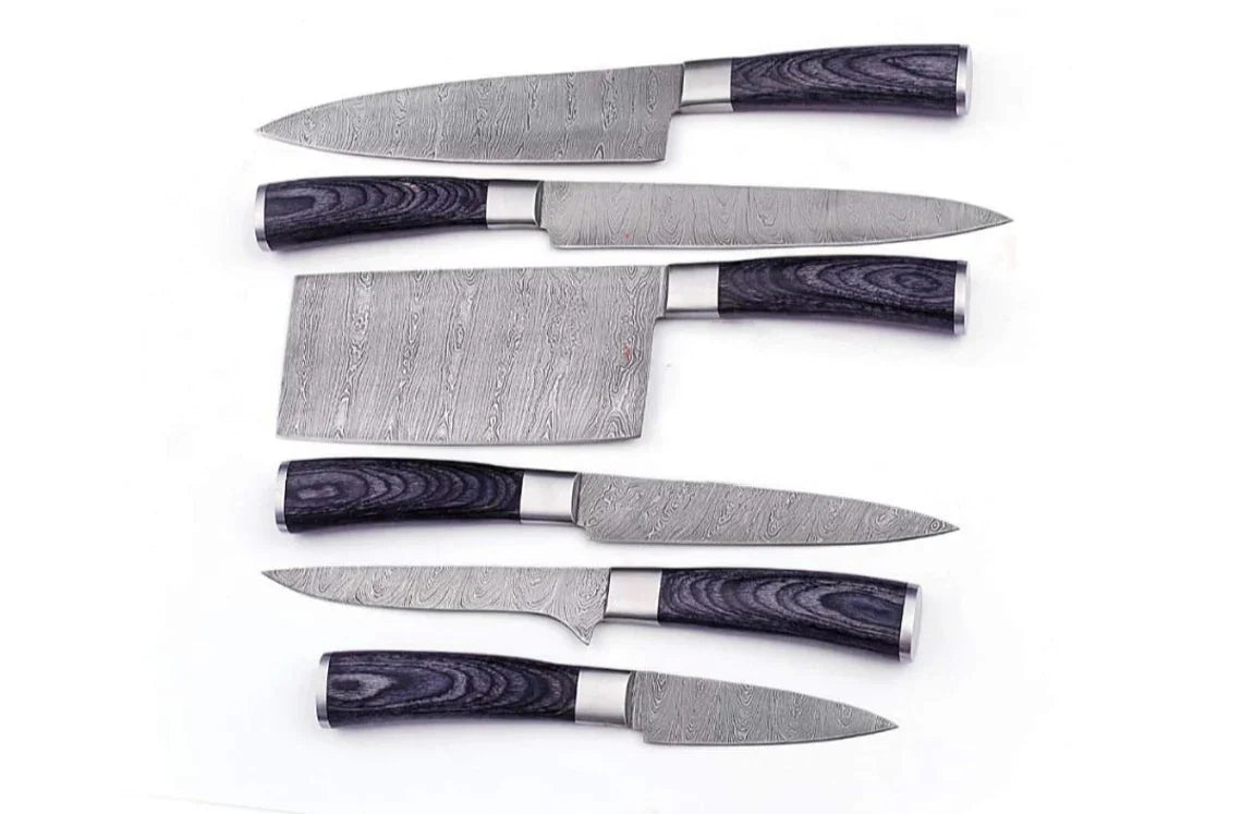 handmade Damascus Kitchen Knives set