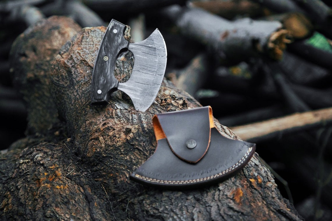Damascus Ulu Knife – Antler & Padauk Wood Handle | Wedding Gift | HS-1032