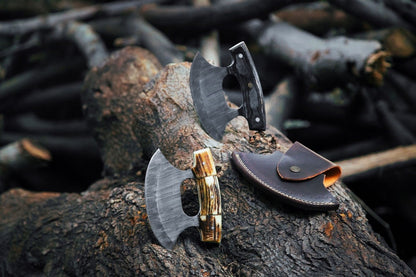 Damascus Ulu Knife – Antler & Padauk Wood Handle | Wedding Gift | HS-1032