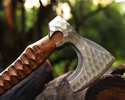 HS-1047 Hand Forged Carbon Steel Beautiful Axe , Viking Axe, Medieval Axe, Best Gift For Him/Her Rosewood Handle Material