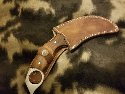 HS-845 Custom Handmade Damascus Karambit Knife Life Save Tool With Walnut Wood Handle