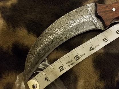 HS-845 Custom Handmade Damascus Karambit Knife Life Save Tool With Walnut Wood Handle