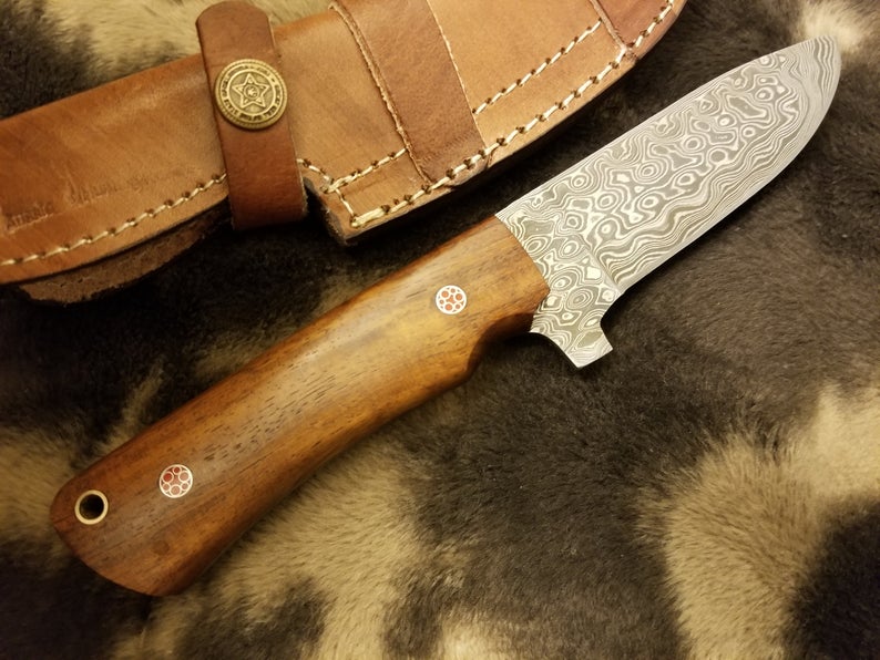 HS-534 Custom Handmade Damascus Hand craft Knife with Walnut wood scale "8"