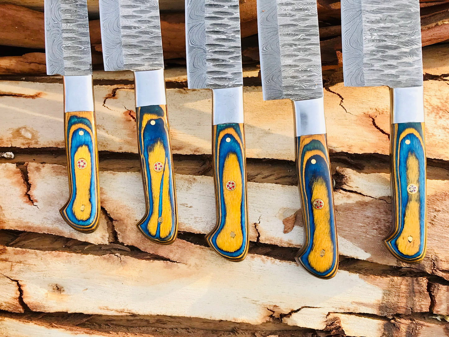 HS-153 Custom handmade Damascus chef set’ kitchen knives ‘ gift for him beautiful gift for husband