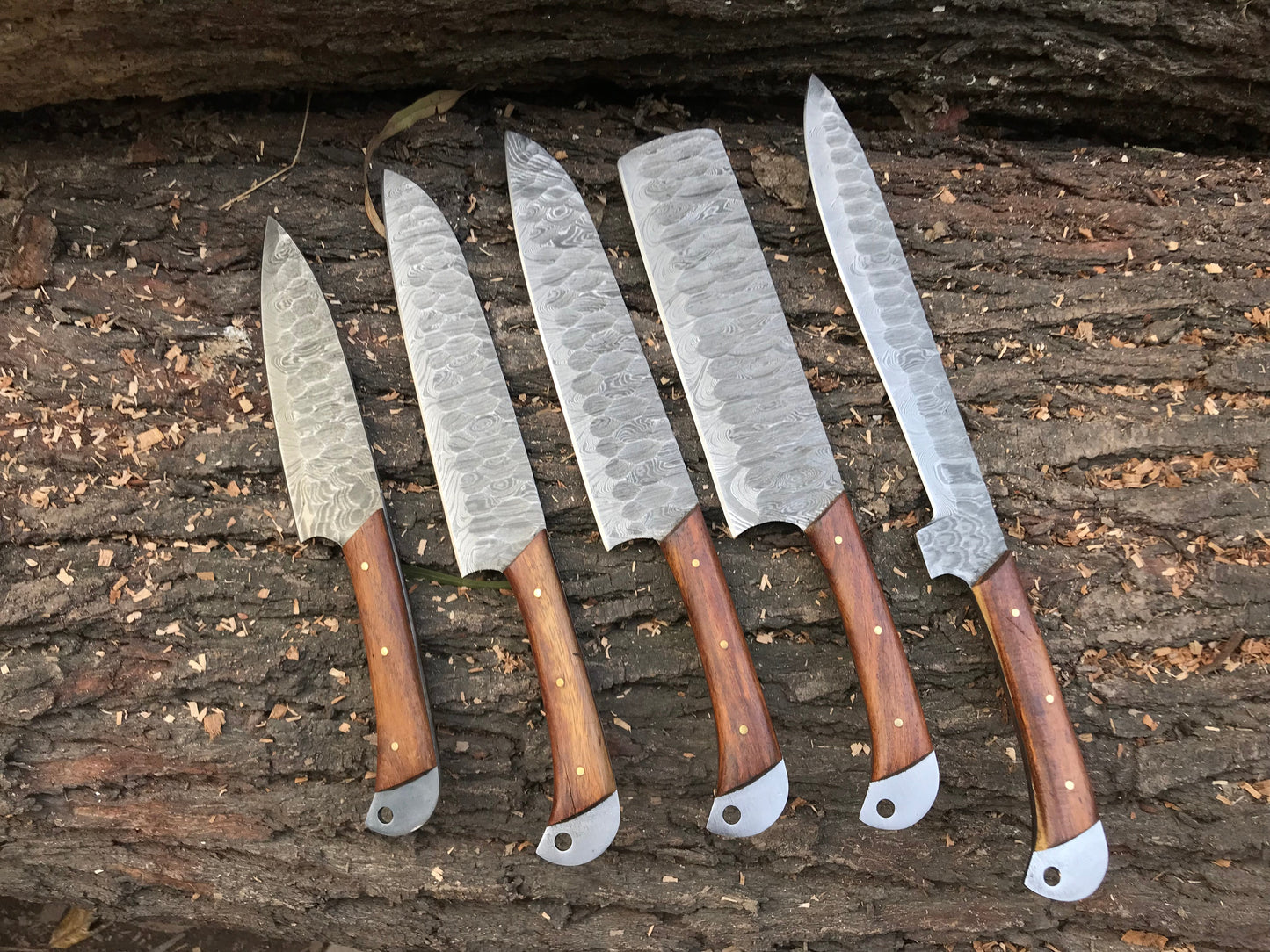 HS-151 Custom handmade Damascus forged blade kitchen chef knives set best anniversary gift .