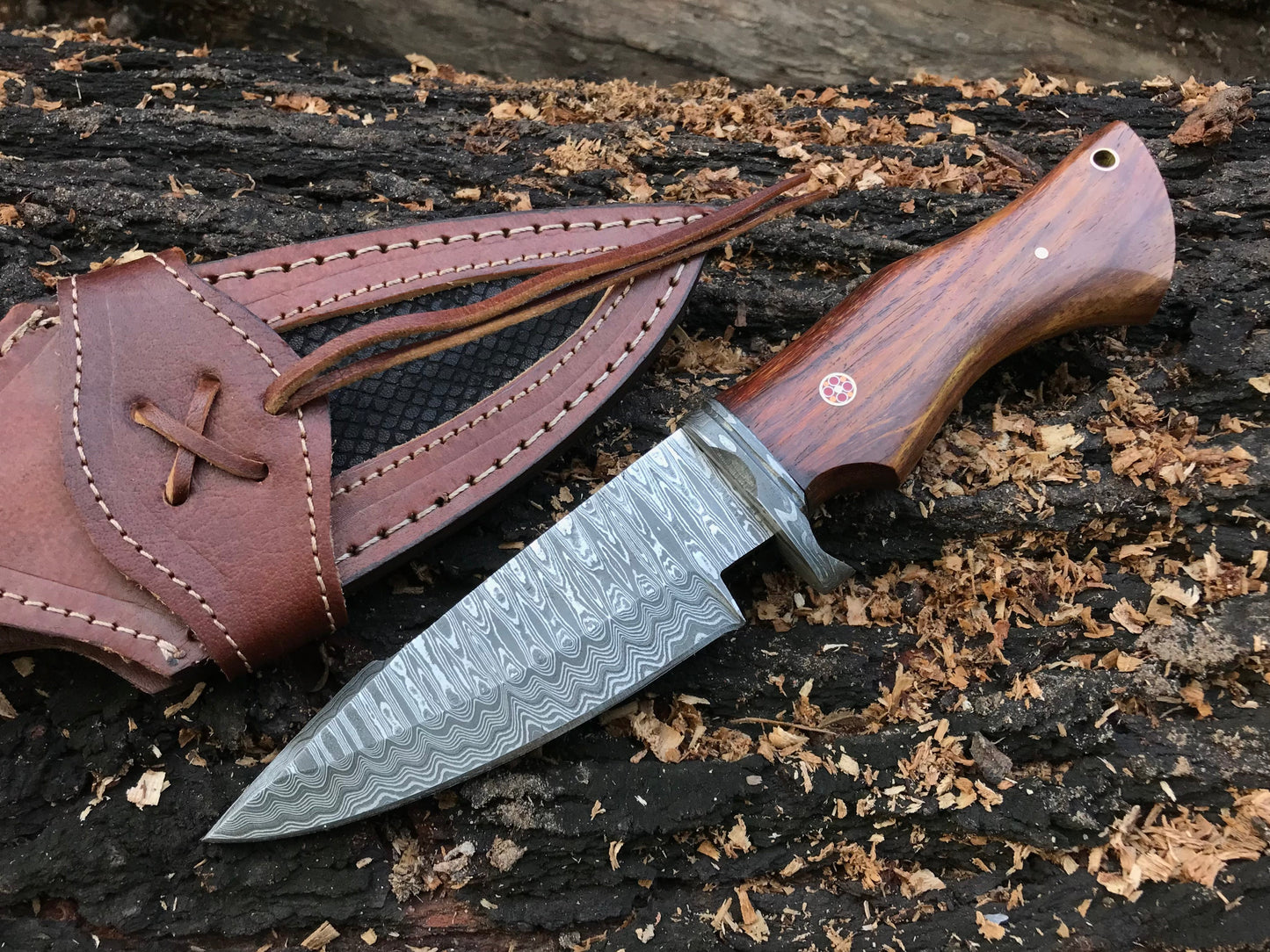 HS-392 Custom handmade Damascus steel bop cat knife wood handle gift for anniversary gift for him