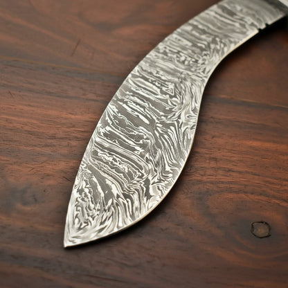 Colour Camel Bone Handle Damascus Kukri Knife — Rose Bone, Brass Bolster | HS-869 HS Knives Store