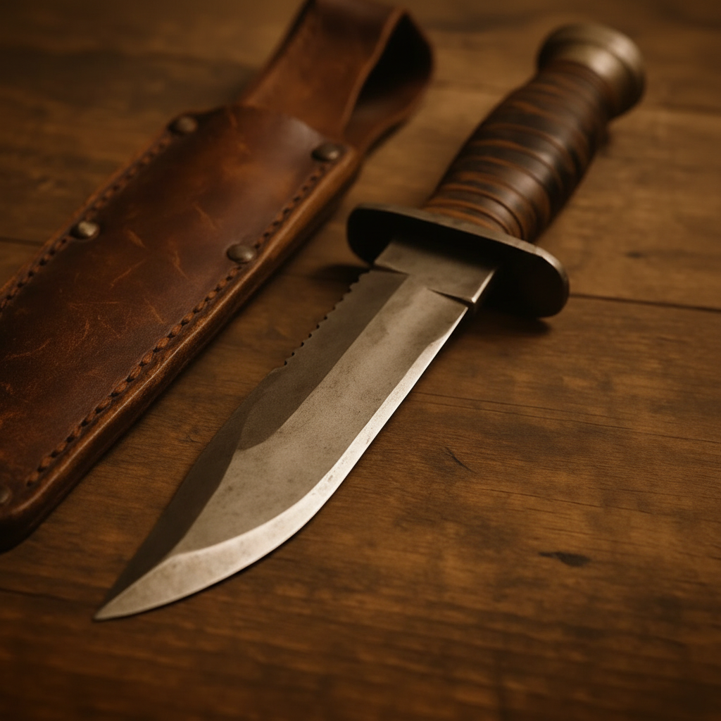 1095 hunting knife craftsmanship detail spine serrations edge crossguard handle finishing