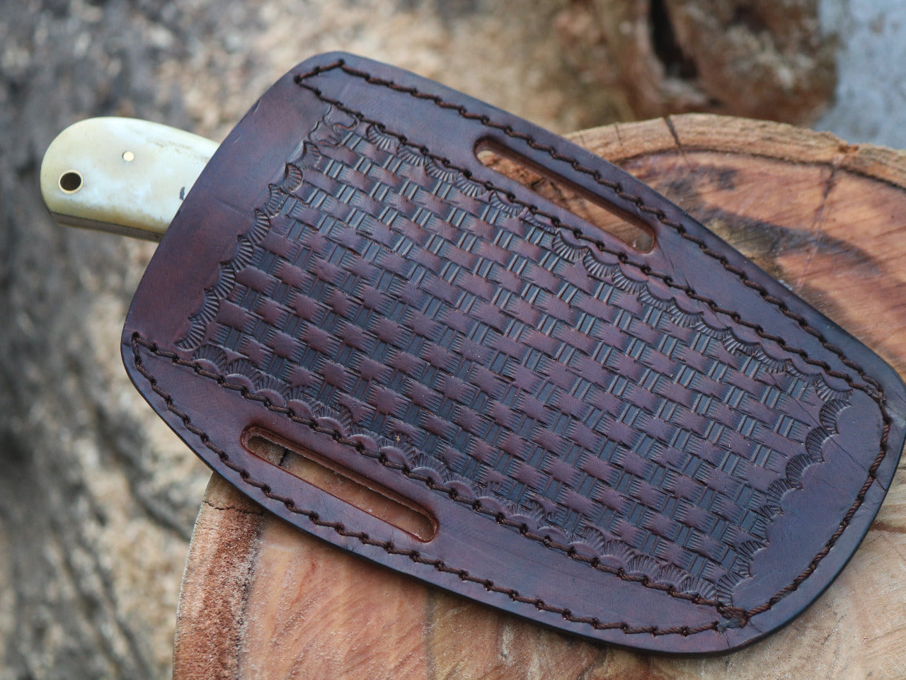 HS-995 Custom handmade Damascus cowboy bull cutter knife bone handle gift for cowgirl gift for husband