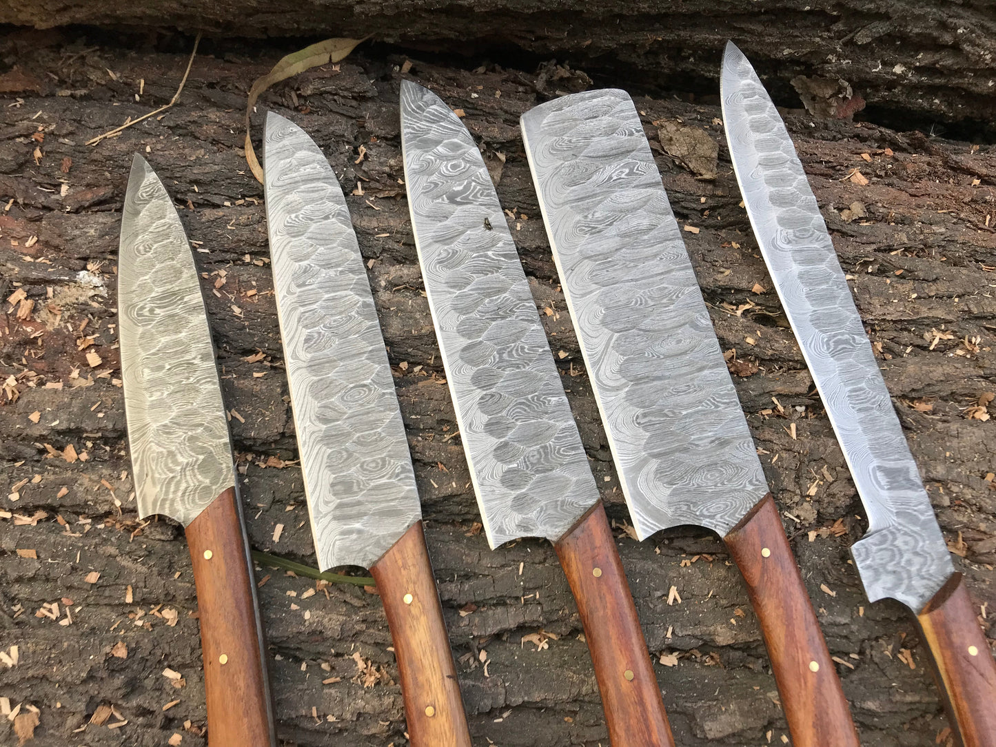 HS-151 Custom handmade Damascus forged blade kitchen chef knives set best anniversary gift .