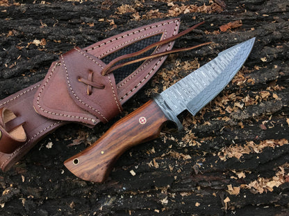 HS-392 Custom handmade Damascus steel bop cat knife wood handle gift for anniversary gift for him
