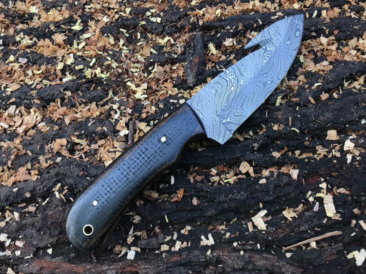 HS-591 Custom handmade Damascus gut hook hunting skinning knife best gift for him