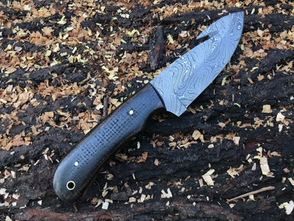 HS-591 Custom handmade Damascus gut hook hunting skinning knife best gift for him