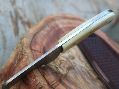 HS-995 Custom handmade Damascus cowboy bull cutter knife bone handle gift for cowgirl gift for husband