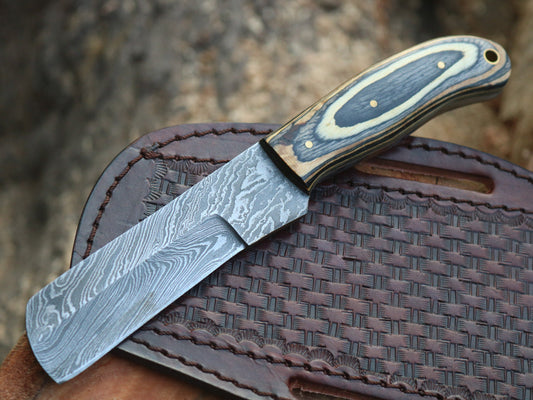 HS-996 Custom handmade Damascus Cowboy bull cutter knife hard wood handle gift for boyfriend gift for husband
