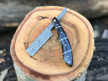 HS-1127 " Custom handmade Damascus steel shaving razor very high sharp gift for him gift for Dad