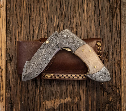 HS-1141 Custom Handmade Damascus Folding Knife Best for gifts