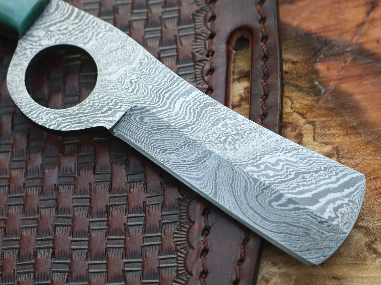 HS-997 Custom handmade Damascus Steel bull cutter knife bone handle gift for cowboy gift for Friend