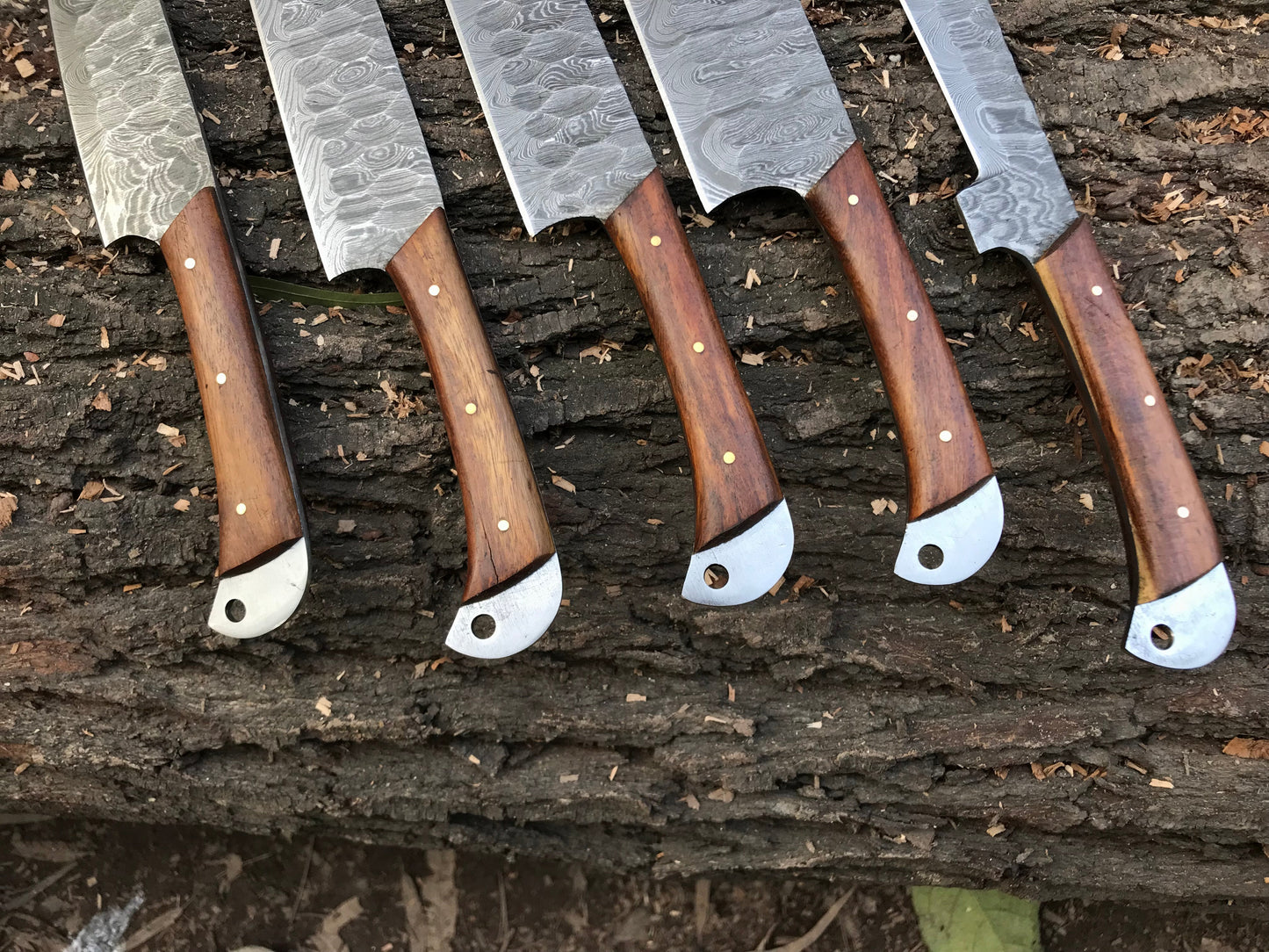 HS-151 Custom handmade Damascus forged blade kitchen chef knives set best anniversary gift .