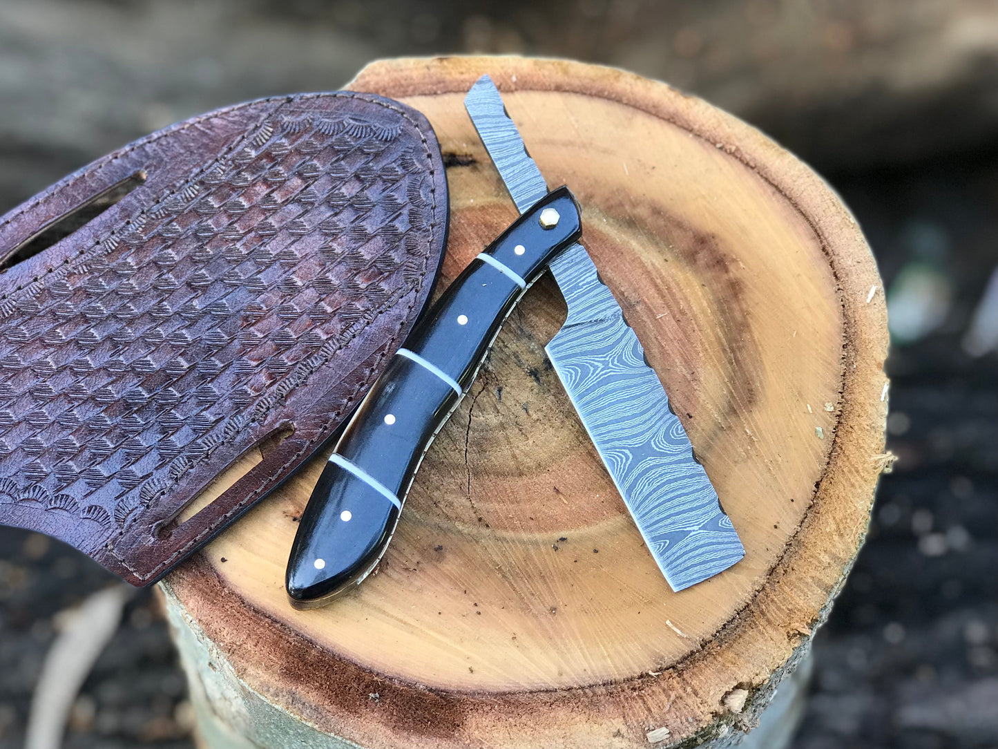 HS-1127 " Custom handmade Damascus steel shaving razor very high sharp gift for him gift for Dad
