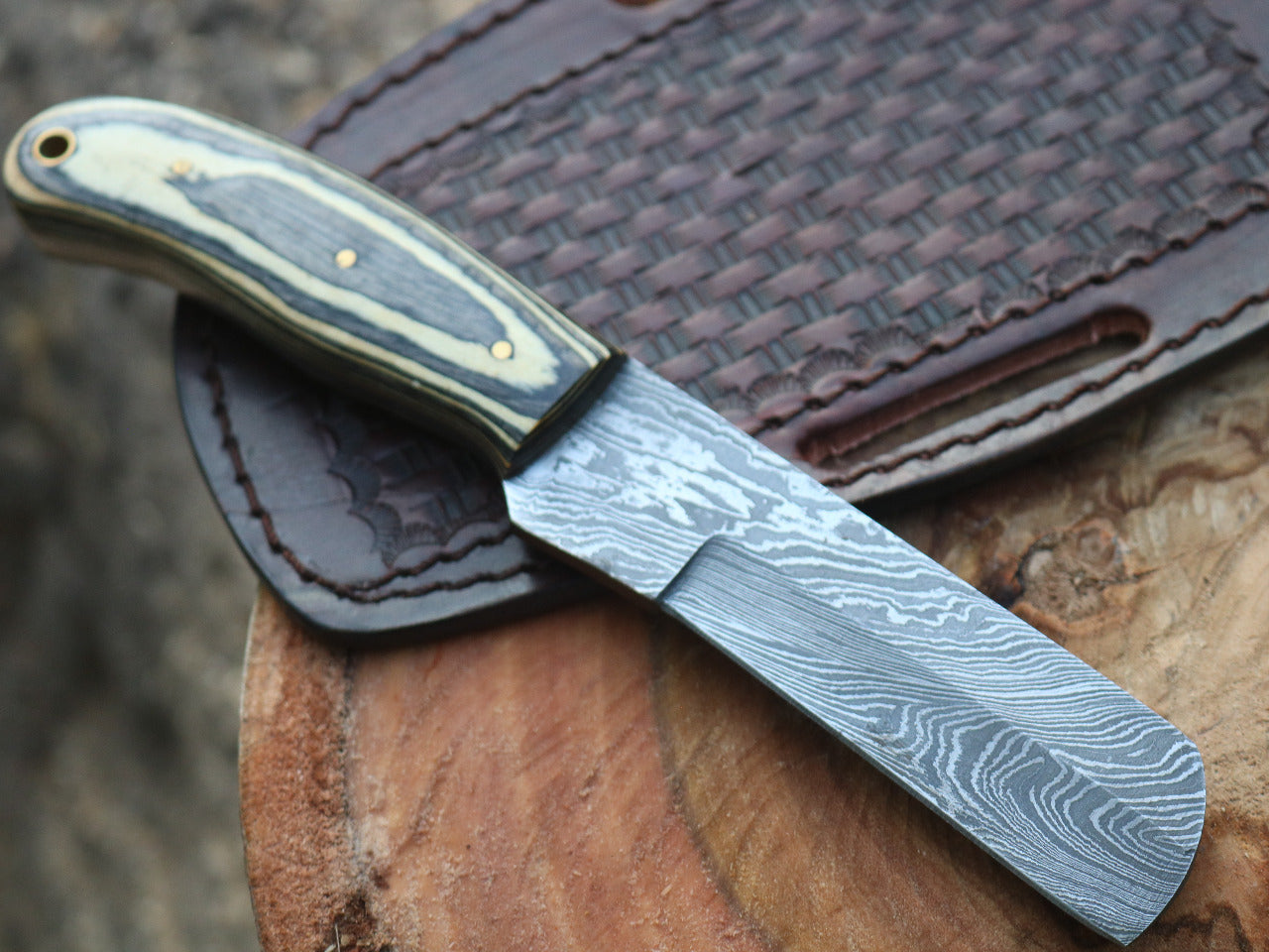 HS-996 Custom handmade Damascus Cowboy bull cutter knife hard wood handle gift for boyfriend gift for husband