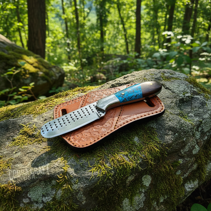 handmade-cowboy-knife-rasp-file-blade-outdoor-rocks-forest-setting