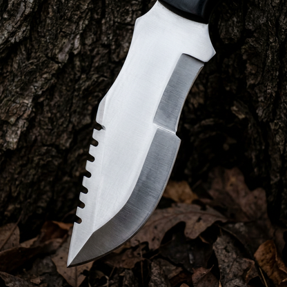 Close-up of D2 tracker blade showing stepped edge and spine notches