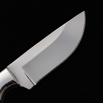 Macro polished mirror finish clip point blade steel bolster handmade skinner knife